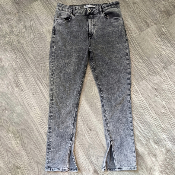 ZARA Split Hem, Acid Washed Denim Jeans